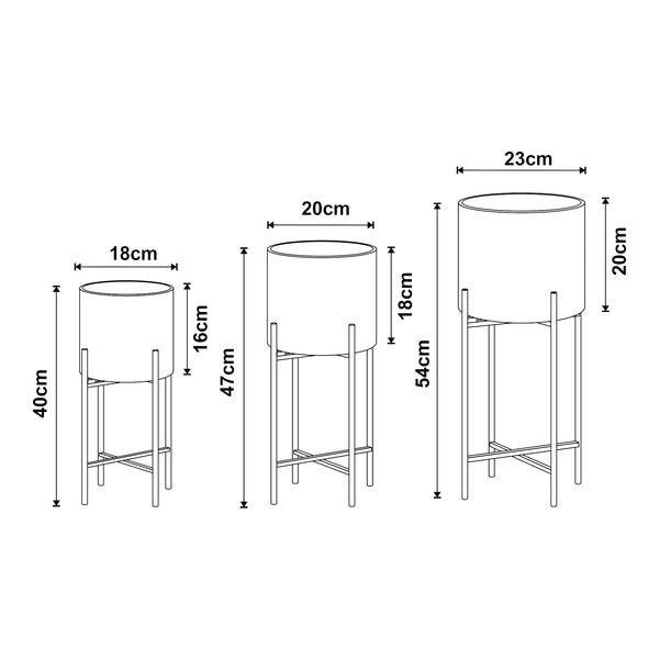 Pflanzenständer Orsa 3er Set Metall Schwarz [en.casa]