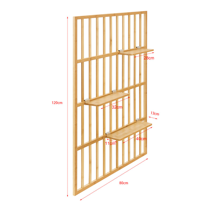 Maßskizze Wandregal Røst 120x80x13cm Bambus [en.casa]