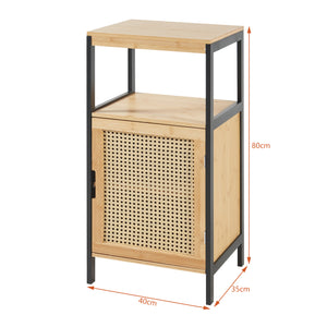 Badschrank Tervola 80x40x35cm Bambus Schwarz [en.casa]