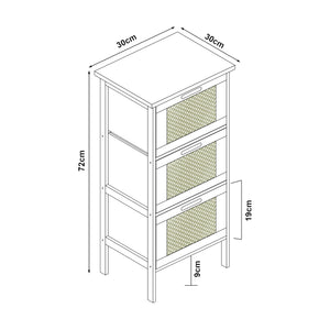 Badkommode Tervola mit 3 Schubladen Schwarz/Bambus [en.casa]