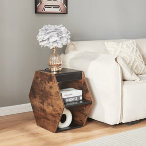 Couchtischset Molde 2-tlg. Schwarz/Walnussoptik [en.casa]