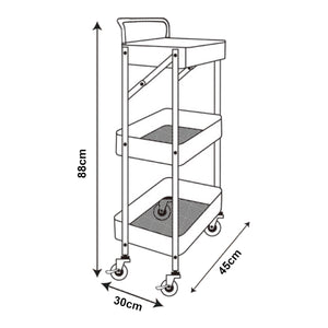 Rollwagen Vörå mit 3 Ebenen 88x45x30cm Schwarz [en.casa]