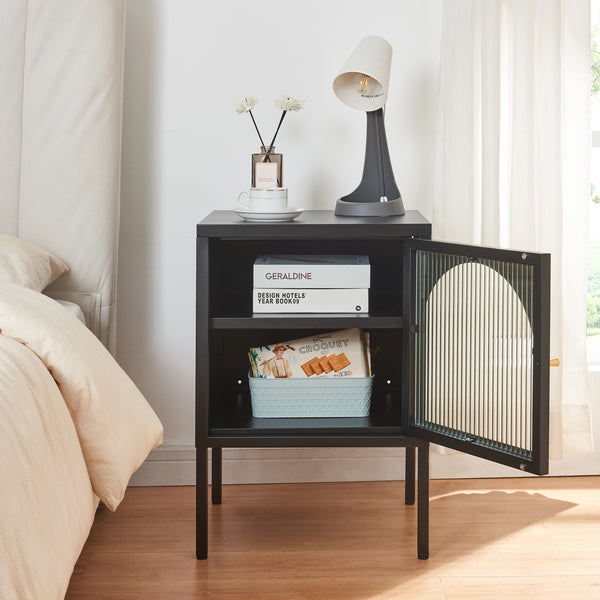 Nachtschrank Karlskrona 60x42,5x40 cm Schwarz, matt [en.casa]