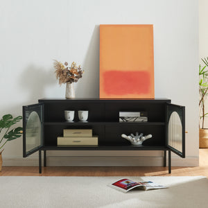 Fernsehschrank Karlskrona 115x35x64 cm Schwarz, matt [en.casa]