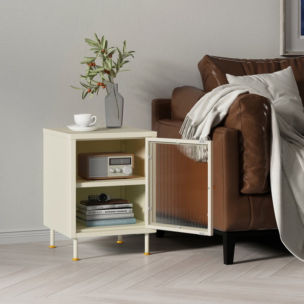 Beistellschrank Lindau 56x40x40 cm Cremeweiß [en.casa]