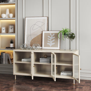 TV-Schrank Lindau Stahl 120x40x59 cm Cremeweiß [en.casa]