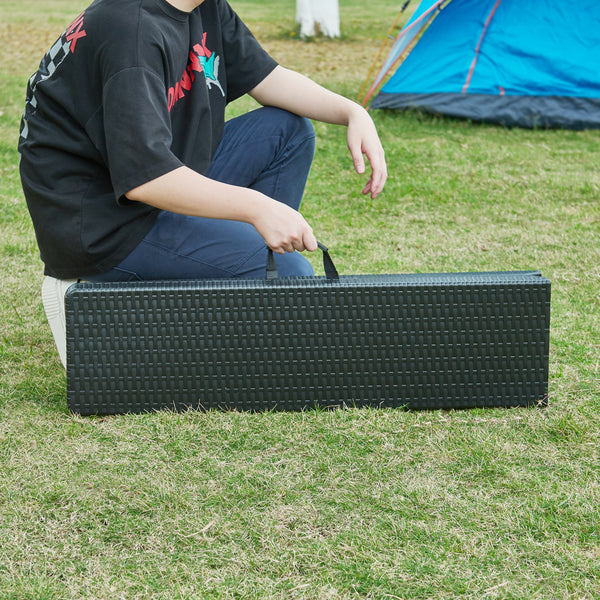 Klappbank-Set Mark 2-tlg. Rattanoptik Schwarz [en.casa]