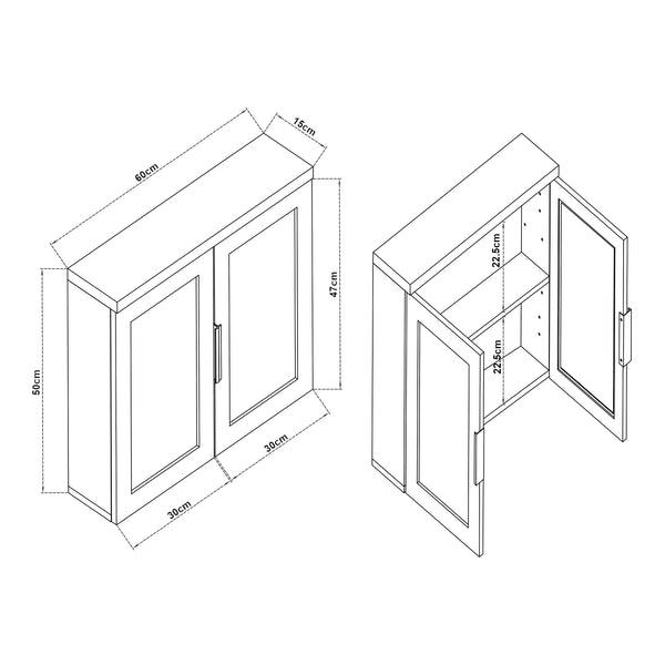 Spiegelschrank Namsskogan 50x60x15cm Walnussoptik [en.casa]