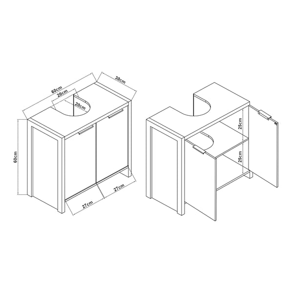 Waschbeckenunterschrank Namsskogan 60x60x30cm Walnussoptik [en.casa]