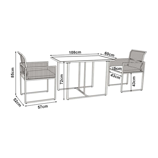 Gartenmöbelset Accadia 3-tlg. Schwarz/Braun [casa.pro]