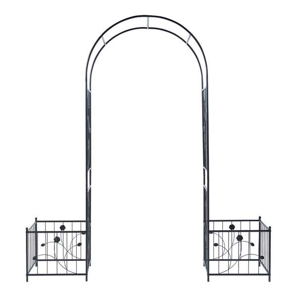 Rosenbogen Barisciano mit 2 Blumenkästen Schwarz [casa.pro]