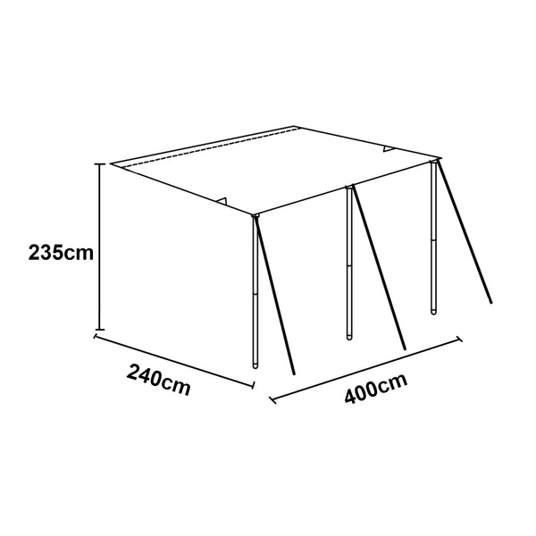 Wohnwagen-Vordach Beuningen 400x240x235 cm Grau [pro.tec]