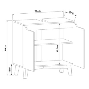 Waschbeckenunterschrank Overath 60x60x30cm Grau [en.casa]