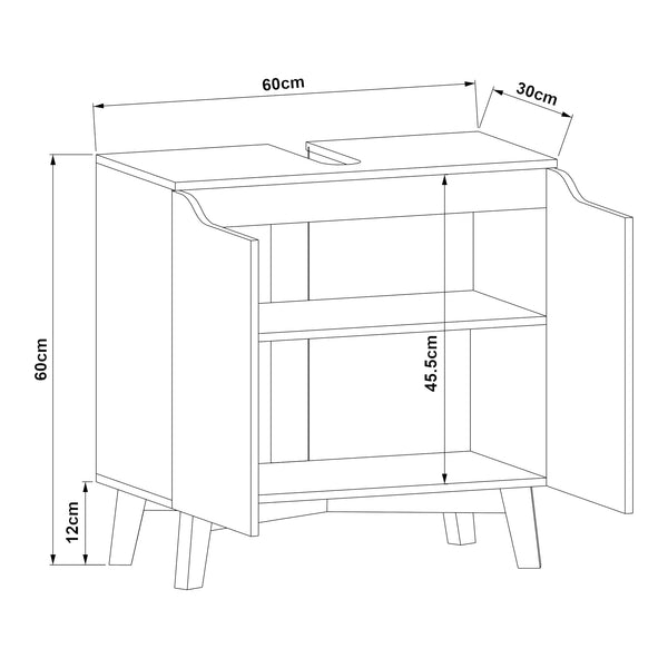 Waschbeckenunterschrank Overath 60x60x30cm Grau [en.casa]