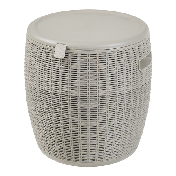 Kühlbox-Hocker Avetrana 44xØ40 cm Hellbraun [casa.pro]