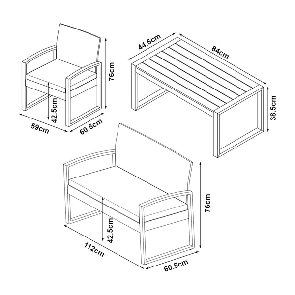 Gartenmöbelset Calciano 4-tlg. [casa.pro]