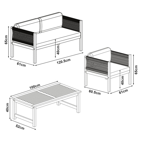 Gartenmöbelset Cannole 4-tlg. Akazienholz Holzfarben [casa.pro]