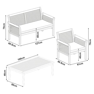 Gartenmöbelset Candela 4-tlg. Akazienholz Holzfarben [casa.pro]