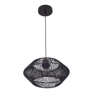 Hängeleuchte Amersham Metall+Rattan Schwarz [lux.pro]