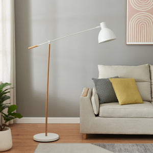 Stehleuchte Banchory Metall 163 cm Holzoptik/Weiß [lux.pro]