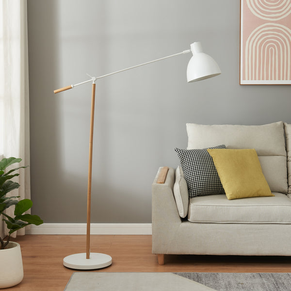 Stehleuchte Banchory Metall 163 cm Holzoptik/Weiß [lux.pro]