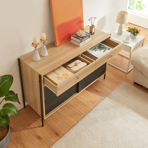 Fernsehschrank Tysnes 120x40x75 cm Eiche/Schwarz [en.casa]