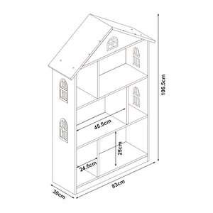 Kinderregal Vipsali 107x83x30 cm Weiß/Rosa [en.casa]