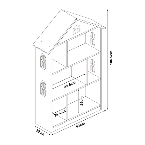 Kinderregal Vipsali 107x83x30 cm Weiß/Rosa [en.casa]