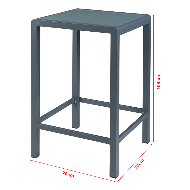 Maßskizze Outdoor-Bartisch Avise Aluminium Glas Anthrazit [casa.pro]