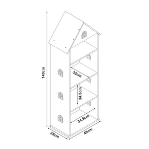 Kinderregal Vipsali 140x40x35 cm Weiß/Rosa [en.casa]