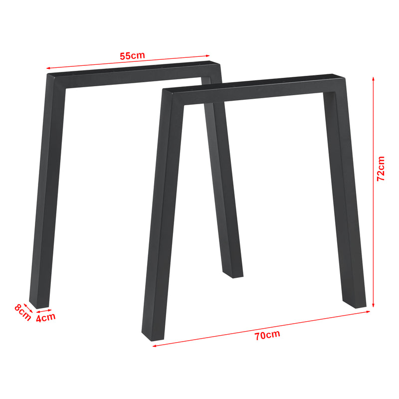 Maßskizze Tischgestell 2er Set Kraftisried 72x70cm Schwarz [en.casa]