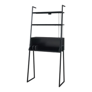 Schreibtisch Storfjord mit Leiterregal 184x80x40cm Schwarz [en.casa]