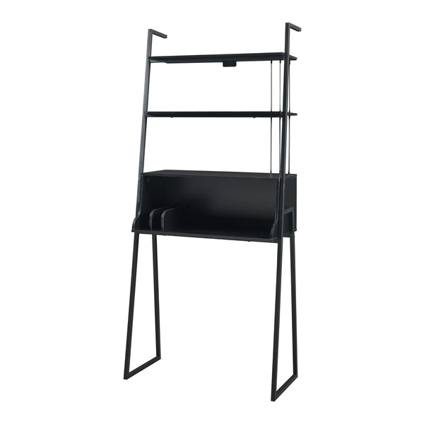 Schreibtisch Storfjord mit Leiterregal 184x80x40cm Schwarz [en.casa]