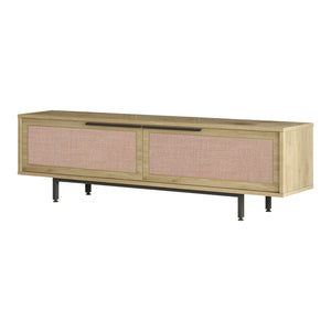 TV Schrank Kvænangen Eichen- und Rattanoptik [en.casa]