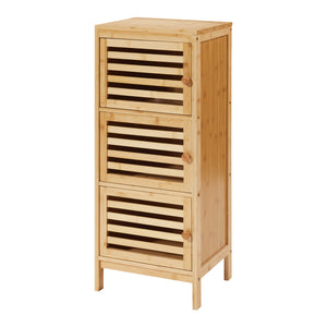 Beistellschrank mit 3 Türen Ypäjä 82x33x27 cm Bambus [en.casa]