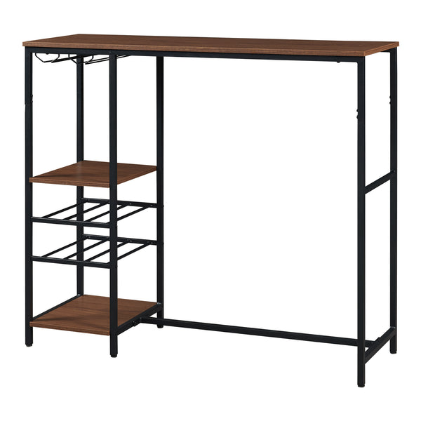 Bartisch Stjørdal mit Flaschenablage Schwarz/Walnussoptik [en.casa]