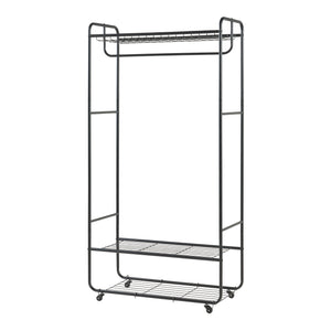 Rollbarer Garderobenständer Vestvågøy 176x90x40 cm Schwarz [en.casa]