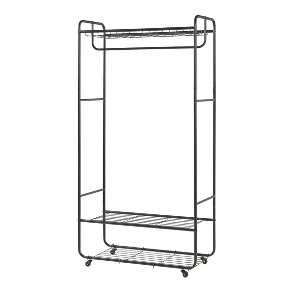 Rollbarer Garderobenständer Vestvågøy 176x90x40 cm Schwarz [en.casa]