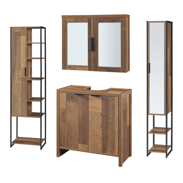Badmöbelset Namsskogan 4-tlg. Walnussoptik [en.casa]