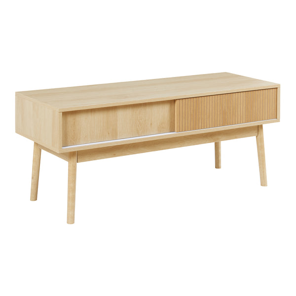 Fernsehtisch Landskrona 115x40x48 cm mit zwei Schiebetüren Eicheoptik [en.casa]