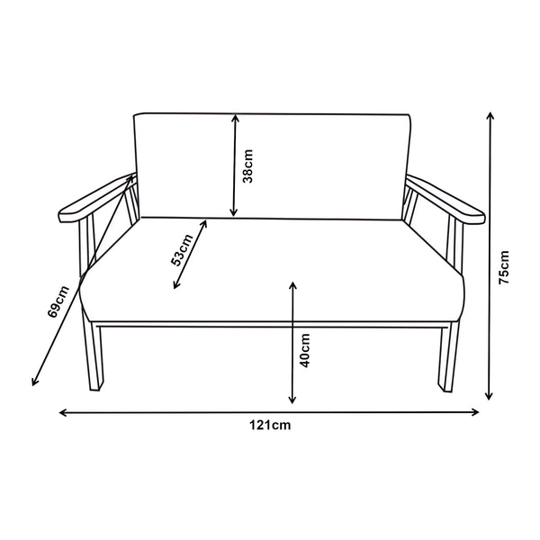 2-Sitzer Polstersofa Kinda 121x69x75 cm Grau [en.casa]