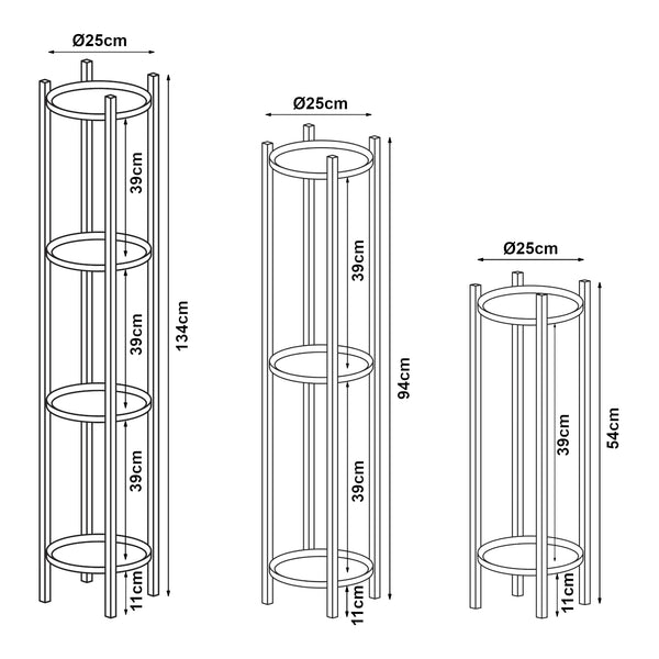 Pflanzenständer Tuusula 3er Set Metall Schwarz [en.casa]