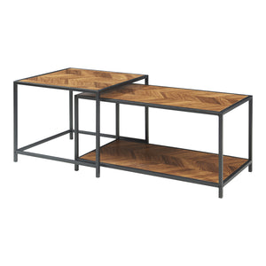 Satztisch Kurghore 2-tlg. Schwarz/Eichenoptik, dunkel [en.casa]