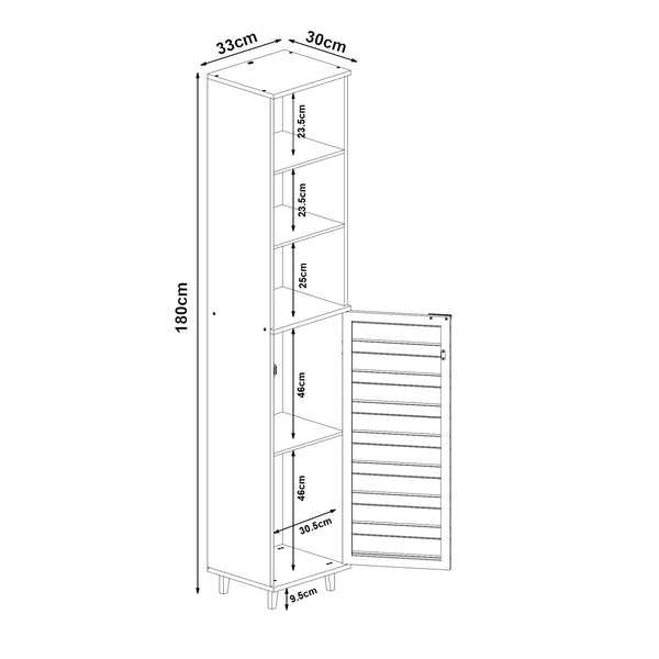 Hochschrank Epind 180x33x30 cm Bambus [en.casa]