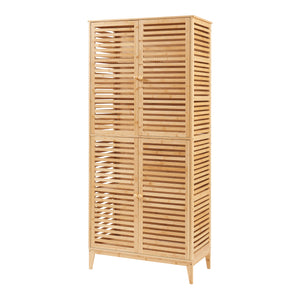 Badezimmerschrank Raurgela 180x80x40 cm Bambus [en.casa]