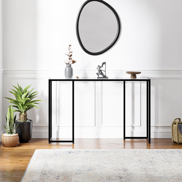 Konsolentisch Ouby mit Glasplatte 120x25x73 cm Schwarz [en.casa]