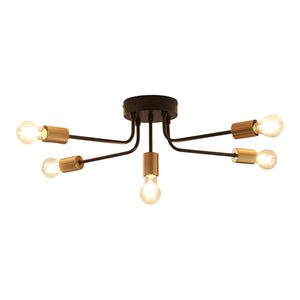 Deckenleuchte Benfleet 5 x E27 Schwarz/Messingfarben [lux.pro]