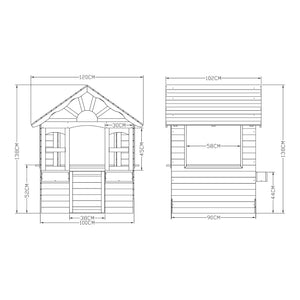 Kinderspielhaus Vesa 138x120x102 cm Tannenholz Grau [casa.pro]