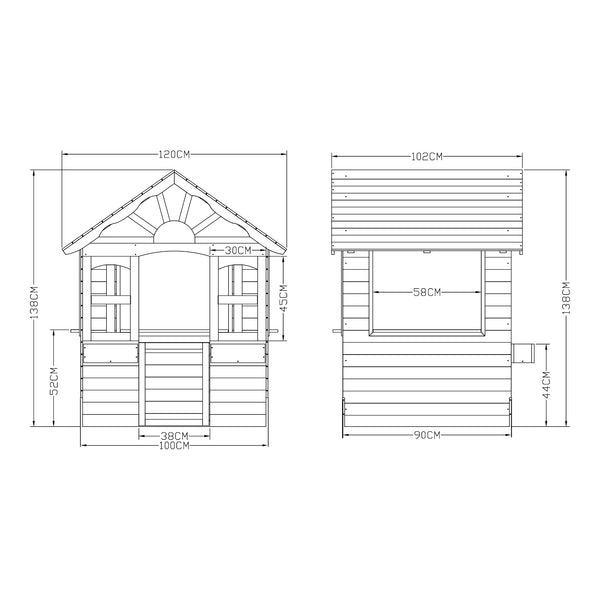 Kinderspielhaus Vesa 138x120x102 cm Tannenholz Grau [casa.pro]