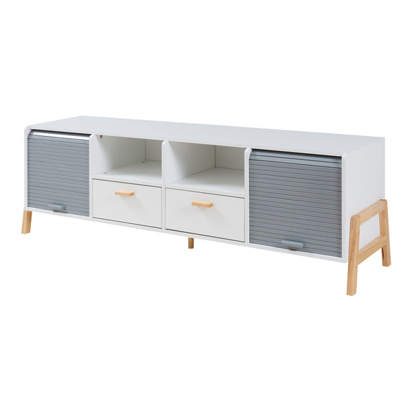 Fernsehschrank Kvaefjord 160x40x52 cm Weiß/Grau [en.casa]